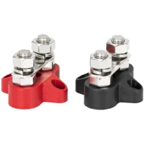 Tvöfaldur stud bar M8  svart & rautt par